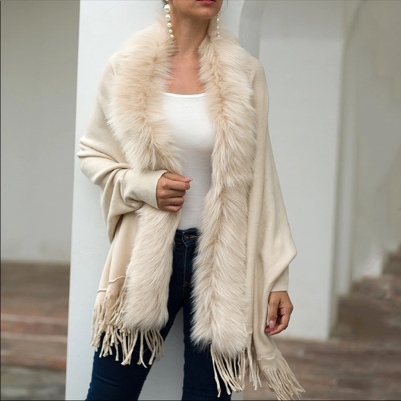 Luxe Cashmere Faux Fur Cardigan Coat - Picture 3 of 7